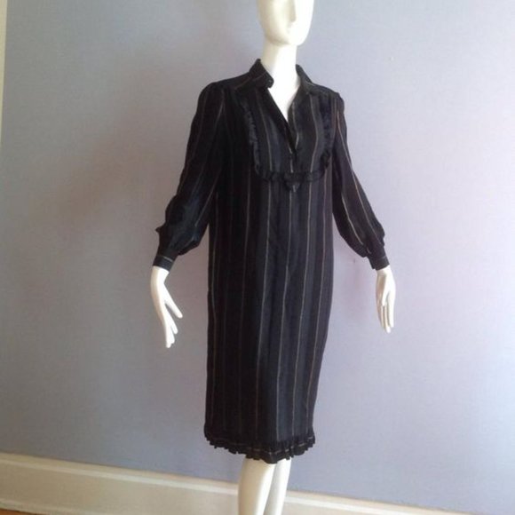 Vintage Black SILK Midi Dress by Mila Schon Italy - Picture 7 of 7